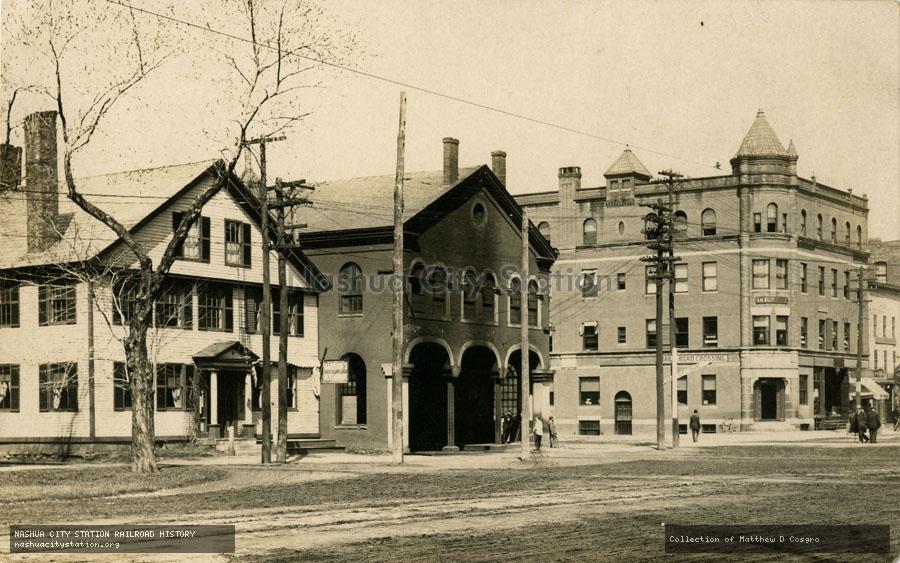 Postcard: Main Street and Railroad Station, Keene, New Hampshire